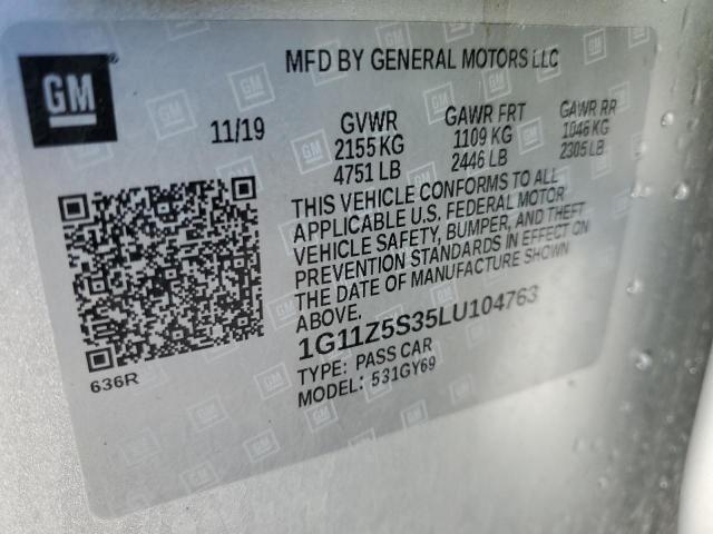 Photo 10 from auction – 2020 CHEVROLET IMPALA LT with VIN 1G11Z5S35LU104763
