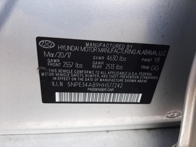 Photo 10 from auction – 2017 HYUNDAI SONATA SPO with VIN 5NPE34AB9HH577242