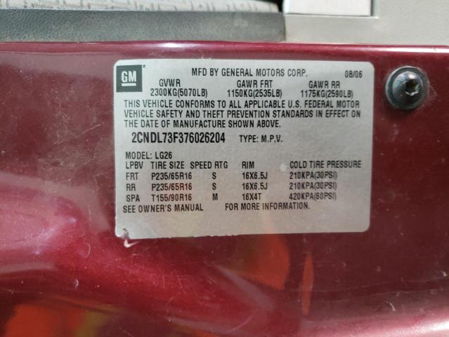 Photo 10 from auction – 2007 CHEVROLET EQUINOX with VIN 2CNDL73F376026204