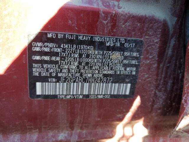 Photo 10 from auction – 2017 SUBARU CROSSTREK with VIN JF2GPABC7HH242872
