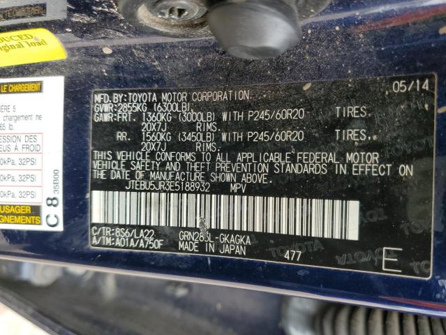 Photo 10 from auction – 2014 TOYOTA 4RUNNER SR with VIN JTEBU5JR3E5188932