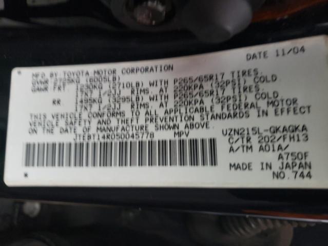 Photo 10 from auction – 2005 TOYOTA 4RUNNER SR with VIN JTEBT14R050045778