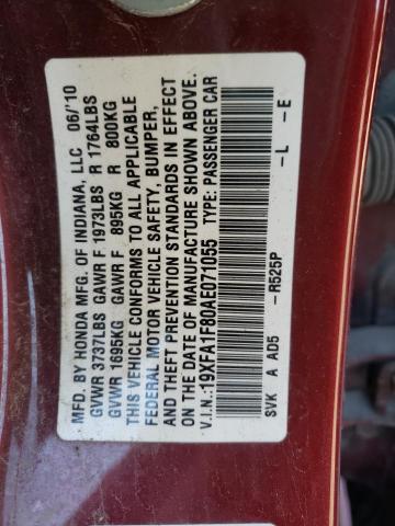 Photo 10 from auction – 2010 HONDA CIVIC EX with VIN 19XFA1F80AE071055