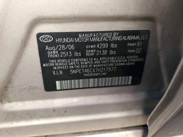 Photo 10 from auction – 2007 HYUNDAI SONATA GLS with VIN 5NPET46CX7H217977