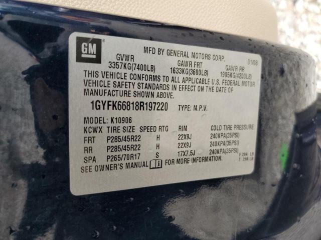 Photo 10 from auction – 2008 CADILLAC ESCALADE E with VIN 1GYFK66818R197220
