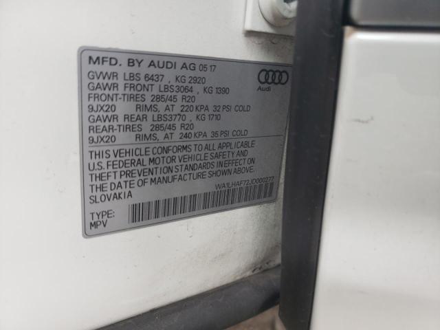 Photo 10 from auction – 2018 AUDI Q7 PREMIUM with VIN WA1LHAF72JD000277
