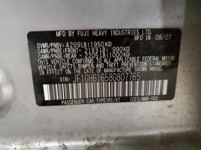 Photo 10 from auction – 2008 SUBARU IMPREZA 2. with VIN JF1GH61658G807765