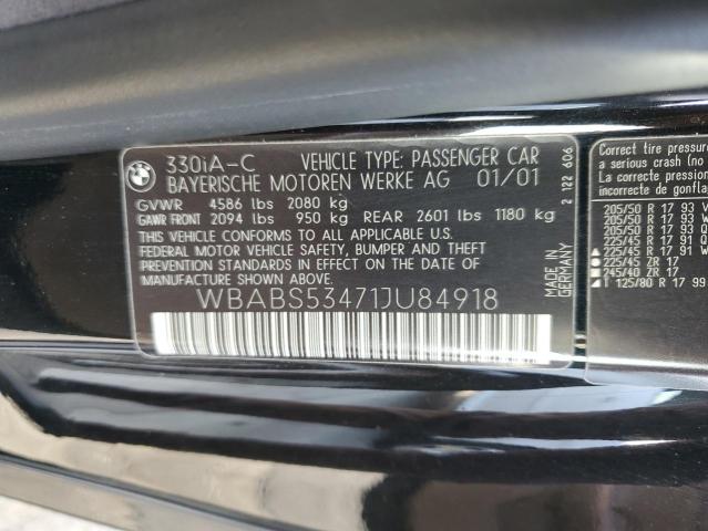 Photo 10 from auction – 2001 BMW 330 CI with VIN WBABS53471JU84918