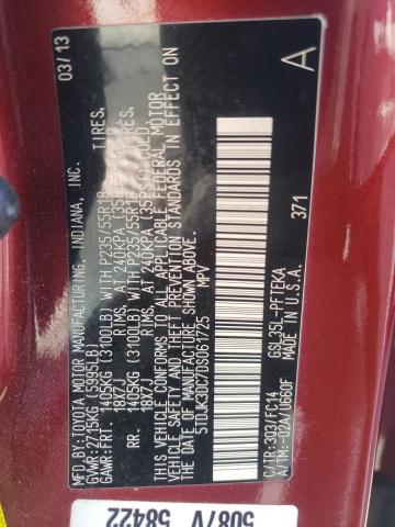 Photo 10 from auction – 2013 TOYOTA SIENNA LE with VIN 5TDJK3DC7DS061725