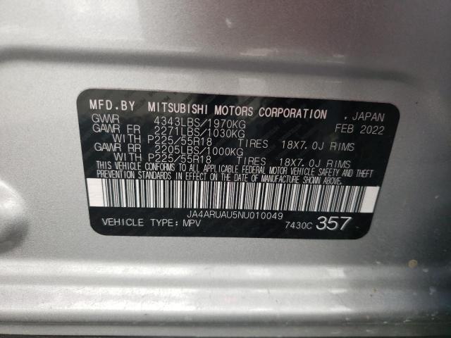 Photo 10 from auction – 2022 MITSUBISHI OUTLANDER with VIN JA4ARUAU5NU010049