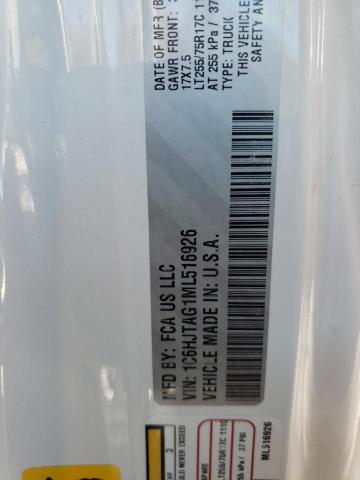 Photo 10 from auction – 2021 JEEP GLADIATOR with VIN 1C6HJTAG1ML516926