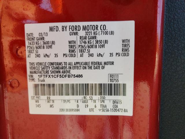 Photo 10 from auction – 2013 FORD F150 SUPER with VIN 1FTFX1CF5DFB75486