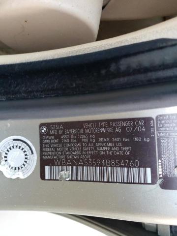 Photo 10 from auction – 2004 BMW 525 I with VIN WBANA53594B854760