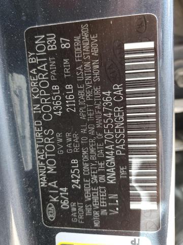 Photo 10 from auction – 2015 KIA OPTIMA LX with VIN KNAGM4A70F5547364
