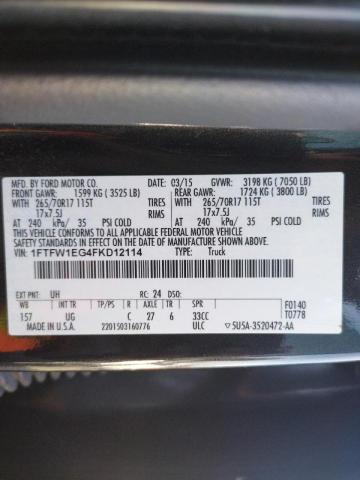 Photo 10 from auction – 2015 FORD F150 SUPER with VIN 1FTFW1EG4FKD12114