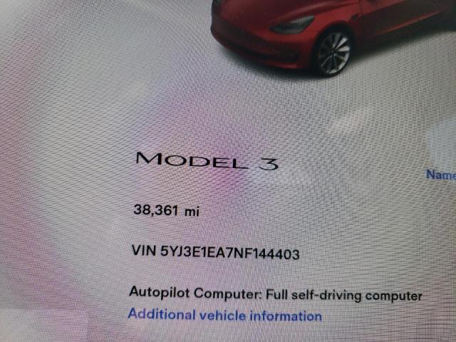 Photo 9 from auction – 2022 TESLA MODEL 3 with VIN 5YJ3E1EA7NF144403