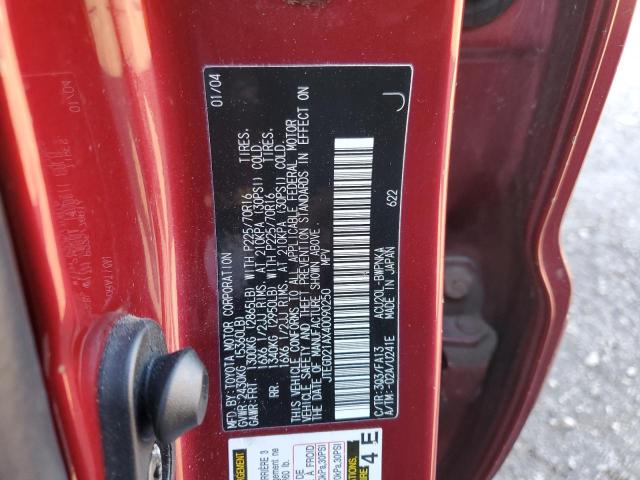 Photo 10 from auction – 2004 TOYOTA HIGHLANDER with VIN JTEGD21AX40090250