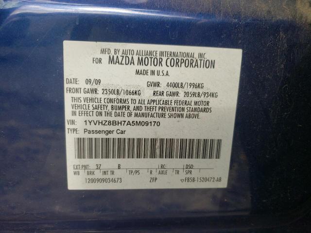Photo 10 from auction – 2010 MAZDA 6 I with VIN 1YVHZ8BH7A5M09170