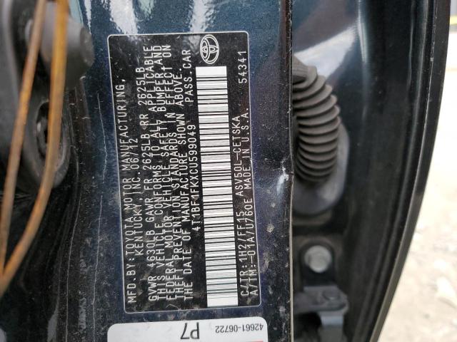 Photo 10 from auction – 2012 TOYOTA CAMRY with VIN 4T1BF1FKXCU599049