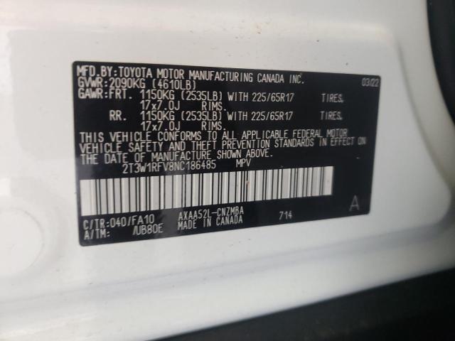 Photo 10 from auction – 2022 TOYOTA RAV4 XLE with VIN 2T3W1RFV8NC186485