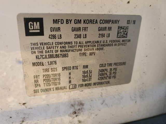 Photo 10 from auction – 2018 CHEVROLET TRAX 1LT with VIN KL7CJLSB8JB675883