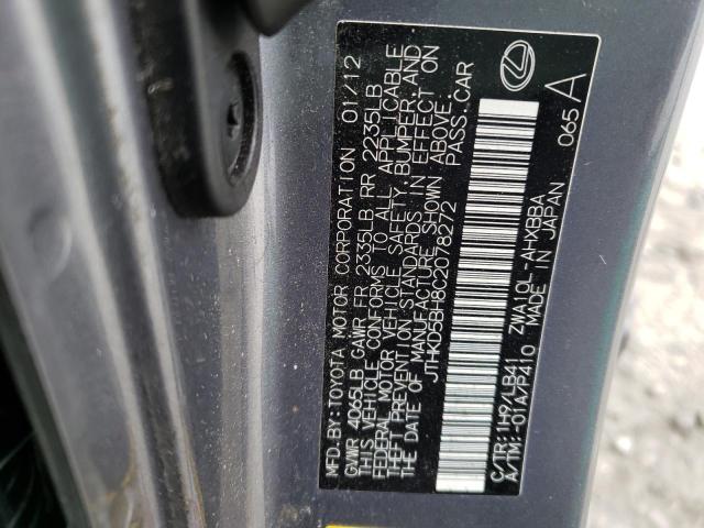 Photo 10 from auction – 2012 LEXUS CT 200 with VIN JTHKD5BH8C2078272
