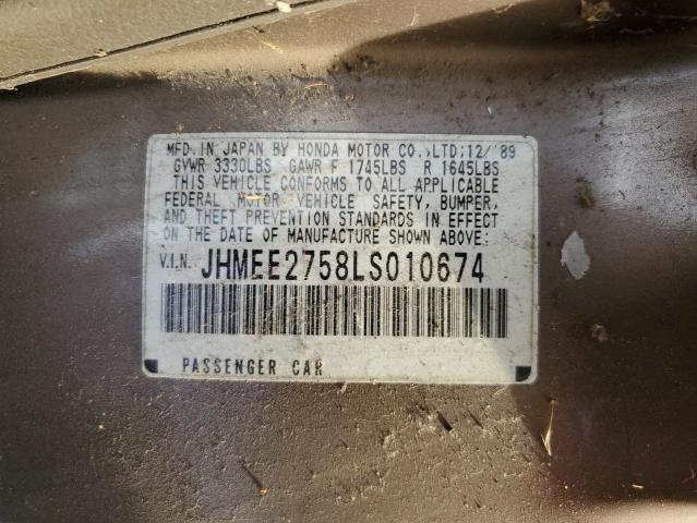 Photo 10 from auction – 1990 HONDA CIVIC with VIN JHMEE2758LS010674