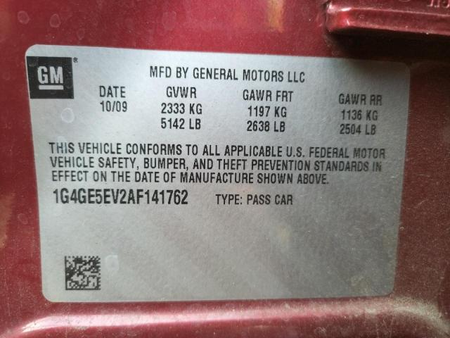 Photo 10 from auction – 2010 BUICK LACROSSE C with VIN 1G4GE5EV2AF141762