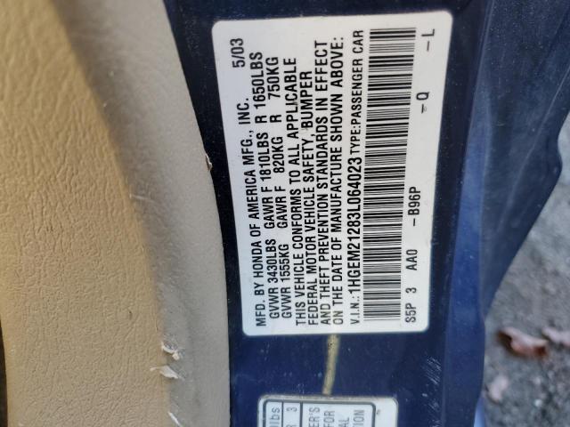 Photo 10 from auction – 2003 HONDA CIVIC DX with VIN 1HGEM21283L064023