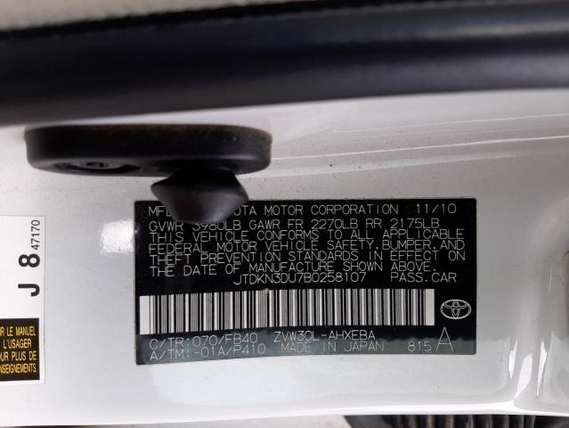 Photo 10 from auction – 2011 TOYOTA PRIUS with VIN JTDKN3DU7B0258107