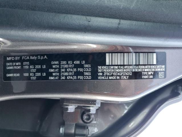 Photo 10 from auction – 2016 FIAT 500X EASY with VIN ZFBCFYBT4GP374312