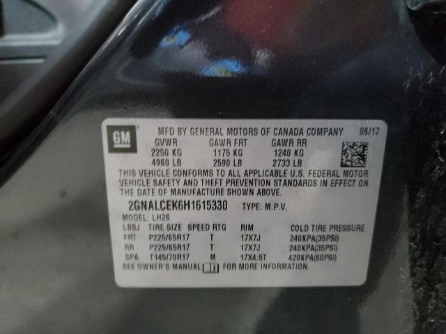 Photo 10 from auction – 2017 CHEVROLET EQUINOX LT with VIN 2GNALCEK6H1615330