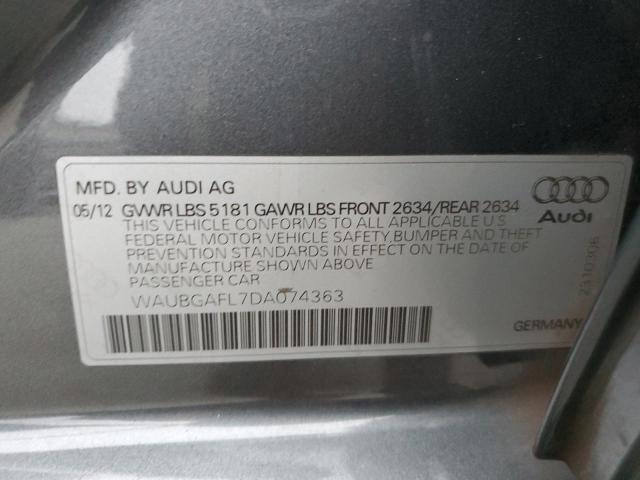 Photo 10 from auction – 2013 AUDI S4 PREMIUM with VIN WAUBGAFL7DA074363