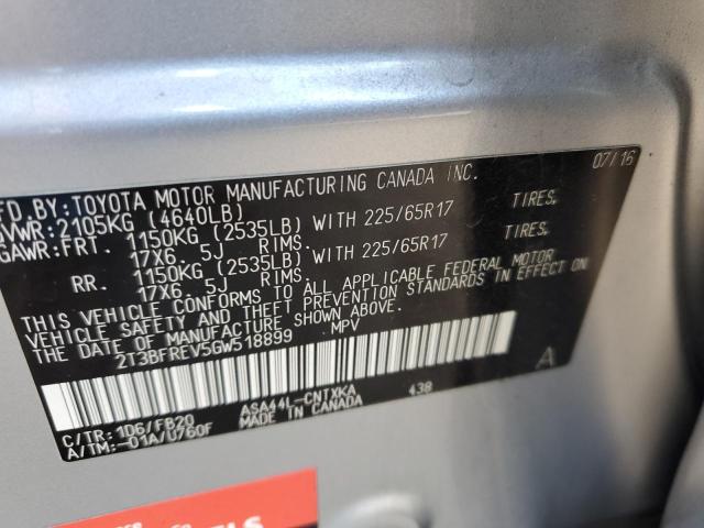 Photo 10 from auction – 2016 TOYOTA RAV4 LE with VIN 2T3BFREV5GW518899