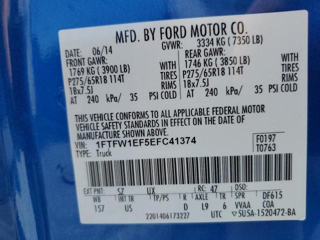 Zdjęcie 10 z aukcji – 2014 FORD F150 SUPER z VIN 1FTFW1EF5EFC41374
