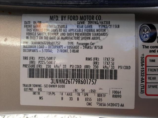 Photo 10 from auction – 2009 LINCOLN MKZ with VIN 3LNHM26T79R601757