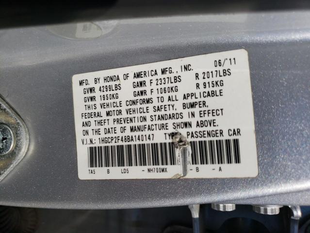 Photo 10 from auction – 2011 HONDA ACCORD LXP with VIN 1HGCP2F48BA140147