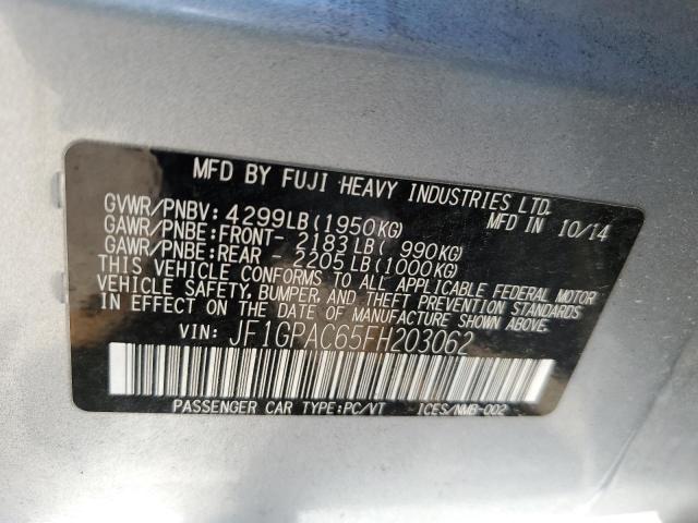 Photo 10 from auction – 2015 SUBARU IMPREZA PR with VIN JF1GPAC65FH203062