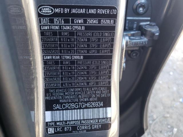 Photo 10 from auction – 2016 LAND ROVER DISCOVERY with VIN SALCR2BG7GH626934