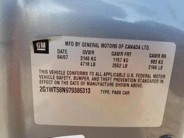 Photo 10 from auction – 2007 CHEVROLET IMPALA LT with VIN 2G1WT58N979386313