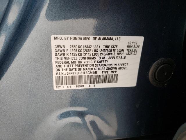 Photo 10 from auction – 2020 HONDA PILOT EX with VIN 5FNYF6H31LB024168