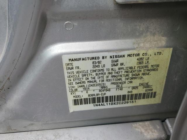 Photo 10 from auction – 2002 NISSAN ALTIMA BAS with VIN 1N4AL11DX2C229151