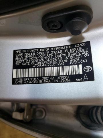Photo 10 from auction – 2009 TOYOTA COROLLA BA with VIN JTDBL40E79J013869