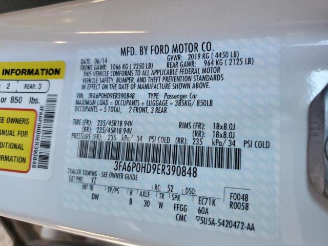 Photo 10 from auction – 2014 FORD FUSION SE with VIN 3FA6P0HD9ER390848