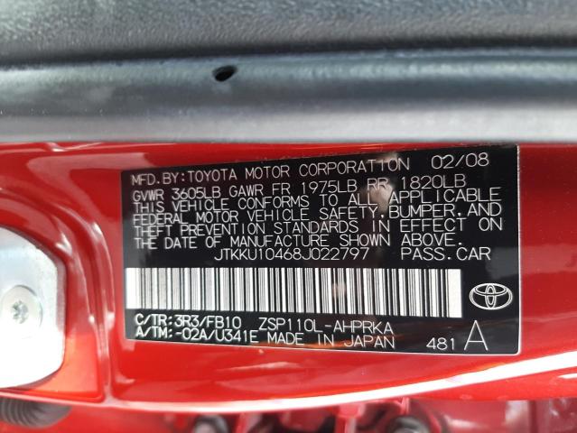 Photo 10 from auction – 2008 SCION XD with VIN JTKKU10468J022797