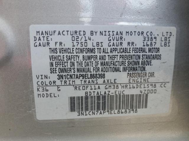 Photo 10 from auction – 2014 NISSAN VERSA S with VIN 3N1CN7AP9EL868398