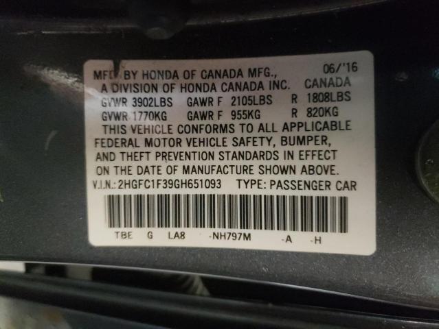Photo 10 from auction – 2016 HONDA CIVIC EX with VIN 2HGFC1F39GH651093