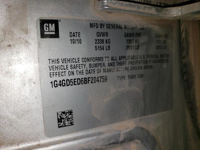 Photo 10 from auction – 2011 BUICK LACROSSE C with VIN 1G4GD5ED6BF204759