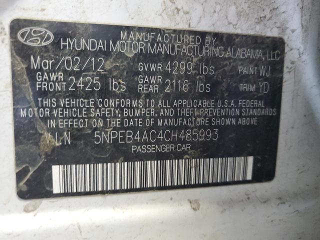 Photo 10 from auction – 2012 HYUNDAI SONATA GLS with VIN 5NPEB4AC4CH485993