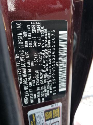 Photo 10 from auction – 2018 KIA SORENTO EX with VIN 5XYPHDA50JG352676